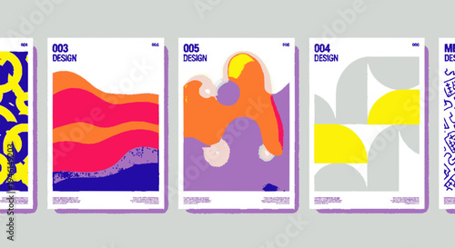 Vibrant abstract posters with unique designs and color schemes on display