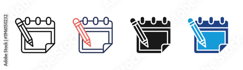 Notes icon set multiple style collection