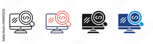 Code Review icon set multiple style collection