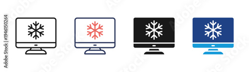 Freezing icon set multiple style collection