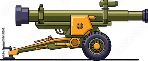 Anti-tank field gun with yellow shield