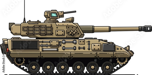 Arid environment battle tank with tan desert camouflage