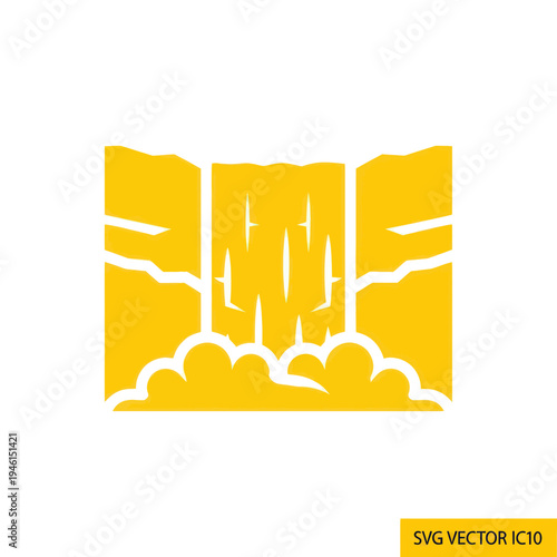 Abstract Waterfall Icon Yellow Graphic Design