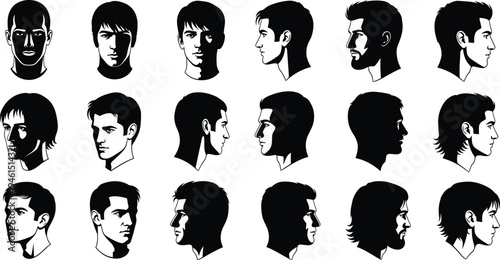 Silhouette Profile of Professional Business Man and Woman Sitting in Office Chairs Side View Isolated on White Background for Corporate Job Interview Career Concepts