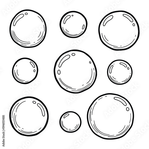 Hand Drawn Bubbles Collection Isolated on White Background