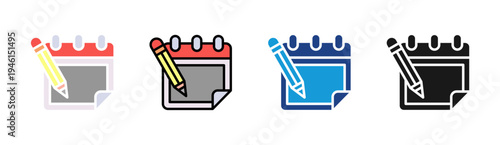 Notes icon set multiple style collection