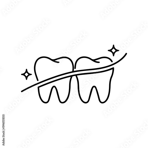Dental floss with teeth line icon vector isolated
Vector line icon on a white background