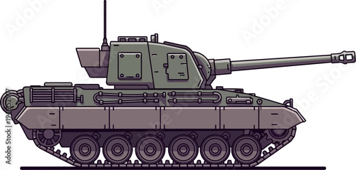 Frontline heavy armored tank with grey steel plating