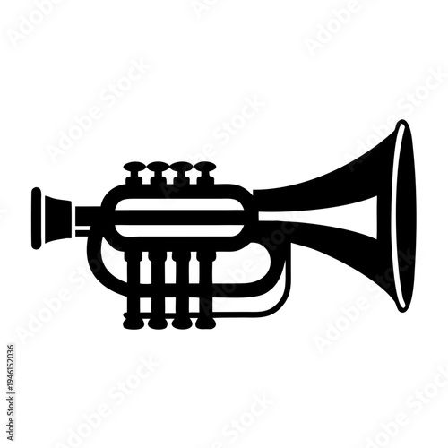 bugle silhouette icon illustration for brass music instrument military band and performance design
