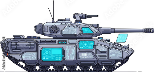 Futuristic cybernetic tank equipped with advanced plasma technology