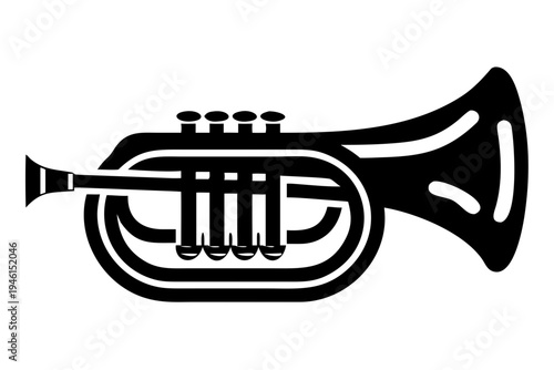 baritone horn silhouette illustration for brass music instrument band and performance design