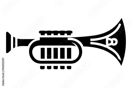 bugle silhouette illustration for brass music instrument military band and performance design