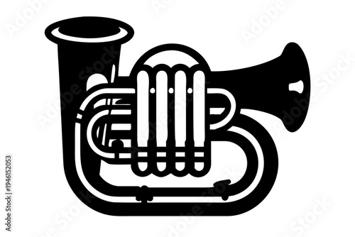 euphonium silhouette illustration for brass music instrument band and performance design