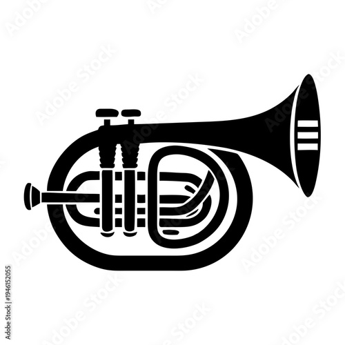 baritone horn silhouette icon illustration for brass music instrument band and performance design