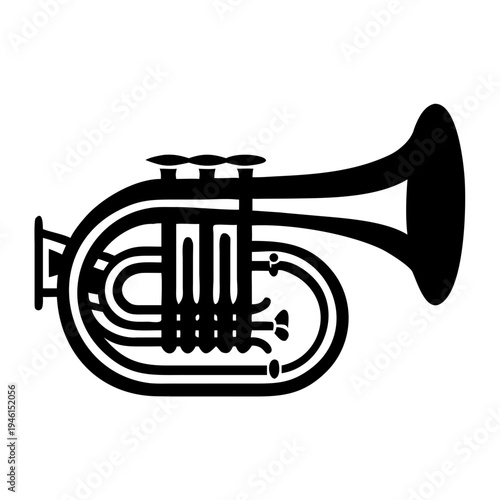 baritone horn silhouette icon illustration for brass music instrument band and performance design