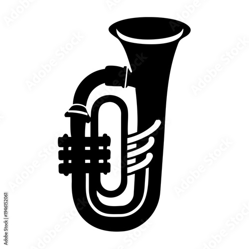 tuba silhouette icon illustration for brass music instrument band orchestra and performance design