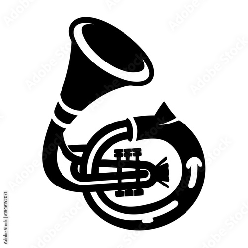 sousaphone silhouette icon illustration for brass music instrument marching band and performance design