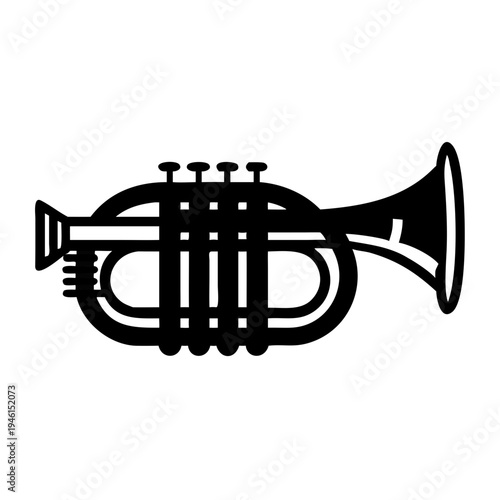 bugle silhouette icon illustration for brass music instrument military band and performance design