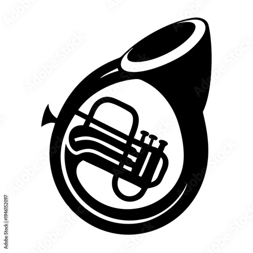 sousaphone silhouette icon illustration for brass music instrument marching band and performance design