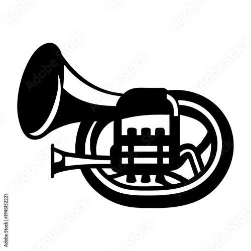 sousaphone silhouette icon illustration for brass music instrument marching band and performance design