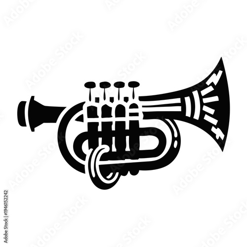 bugle silhouette icon illustration for brass music instrument military band and performance design