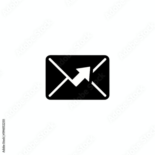 An arrow pointing outwards from an envelope, symbolizing sending an email or message