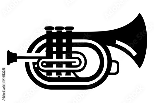 baritone horn silhouette illustration for brass music instrument band orchestra and performance design