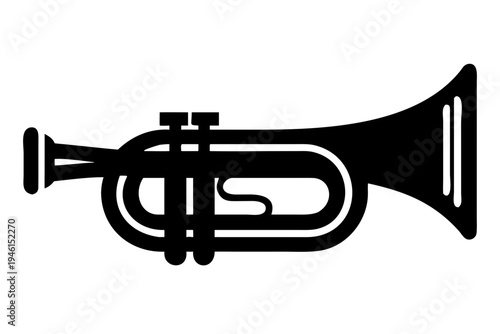 bugle silhouette illustration for brass music instrument military band and performance design