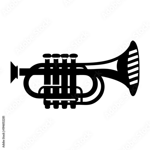 bugle silhouette icon illustration for brass music instrument military band and performance design