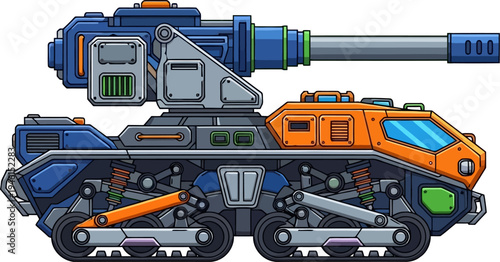 Futuristic sci-fi tank with advanced energy weapon systems