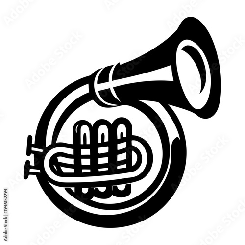 sousaphone silhouette icon illustration for brass music instrument marching band and performance design