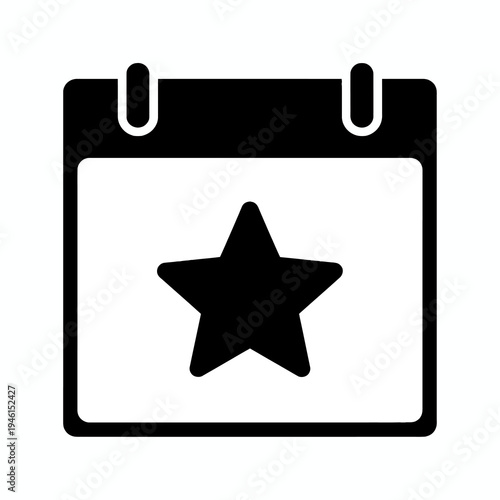 Calendar icon with a star symbol, representing a special date or event on a planner or schedule