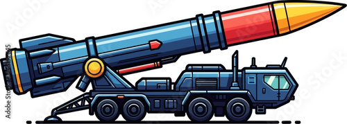 Heavy duty missile transport truck with a massive rocket