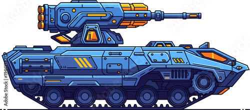 Laser-turreted energy tank with futuristic blue plating