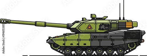 Modern main battle tank featuring a long-barrel cannon