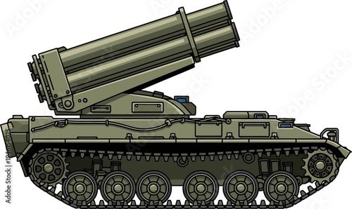 Multiple launch rocket system on tracks