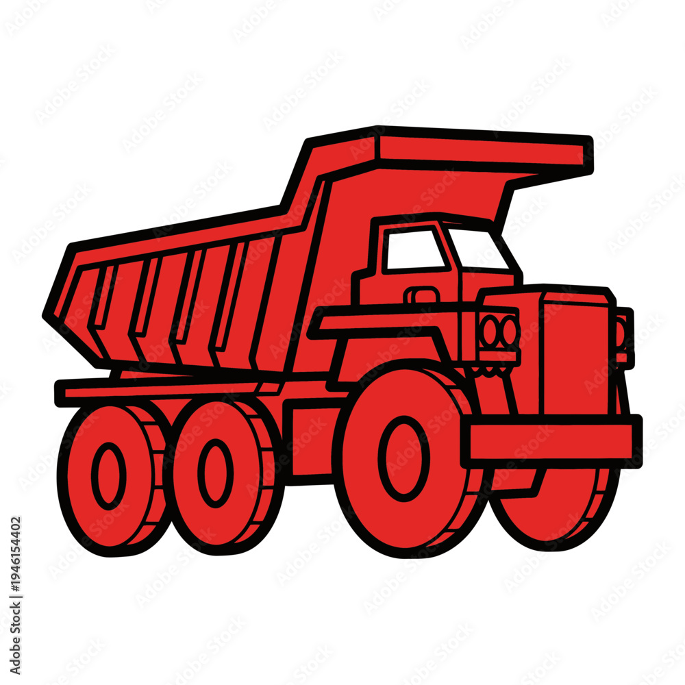 Obraz premium Red Dump Truck Illustration - Heavy Duty Construction Vehicle Icon