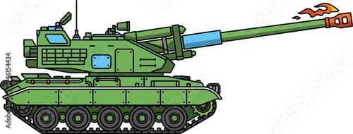 Specialized flame tank firing a burst from its main gun