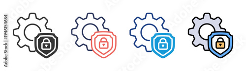 Cyber Protection icon set multiple style collection
