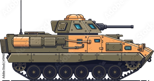 Tracked armored personnel carrier with defensive turret