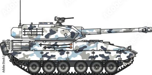 Winter camouflage main battle tank illustration