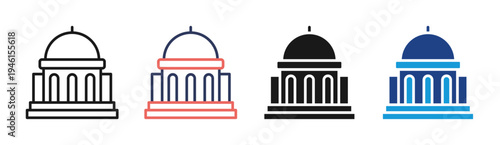 Government Building icon set multiple style collection