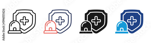 Medical Security icon set multiple style collection