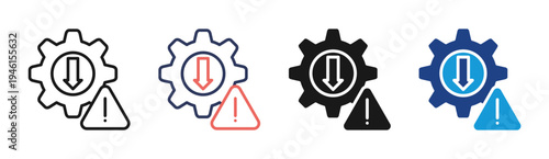 System Warning icon set multiple style collection