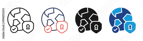 Global Security icon set multiple style collection