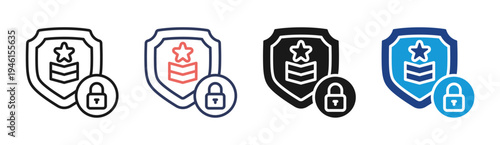 Ranked Security icon set multiple style collection