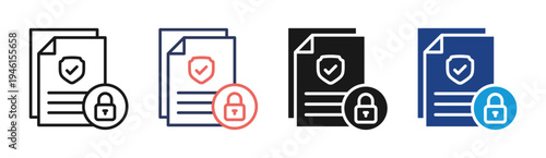 Secure Document icon set multiple style collection