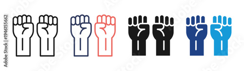 Protest Power icon set multiple style collection