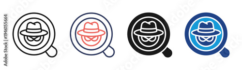 Criminal Investigation icon set multiple style collection