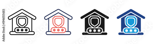 Password Protection icon set multiple style collection